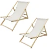 Gartenliege Holz 2er Set Beachstuhl klappbarer Strandstuhl Strandliege Campingliege Sonnenliege Beige Klappliegestuhl Relaxliege-ECD Germany Best