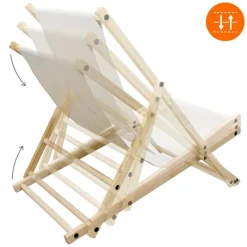Gartenliege Holz 2er Set Beachstuhl klappbarer Strandstuhl Strandliege Campingliege Sonnenliege Beige Klappliegestuhl Relaxliege-ECD Germany Best