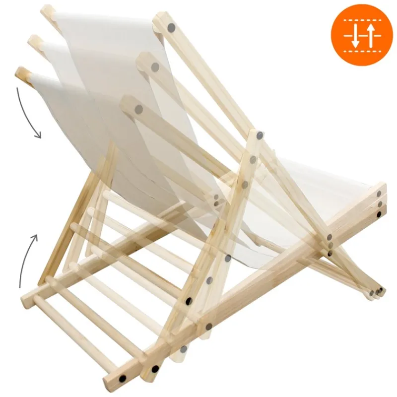 Gartenliege Holz 2er Set Beachstuhl klappbarer Strandstuhl Strandliege Campingliege Sonnenliege Beige Klappliegestuhl Relaxliege-ECD Germany Best