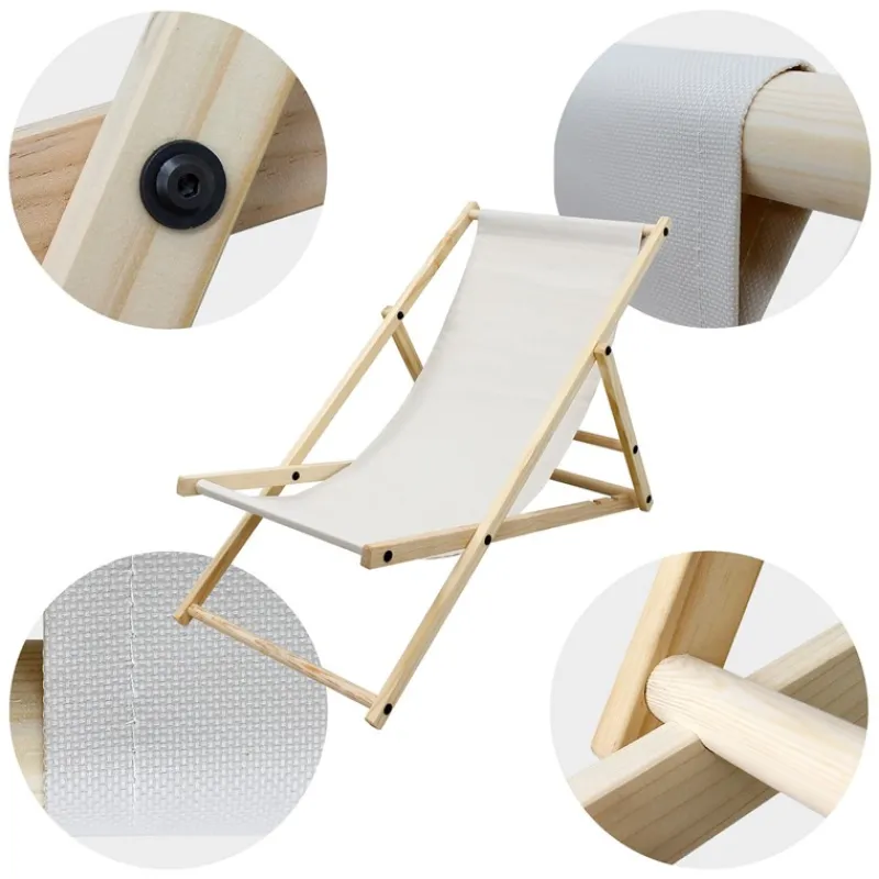 Gartenliege Holz 2er Set Beachstuhl klappbarer Strandstuhl Strandliege Campingliege Sonnenliege Beige Klappliegestuhl Relaxliege-ECD Germany Best