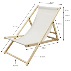 Gartenliege Holz 2er Set Beachstuhl klappbarer Strandstuhl Strandliege Campingliege Sonnenliege Beige Klappliegestuhl Relaxliege-ECD Germany Best