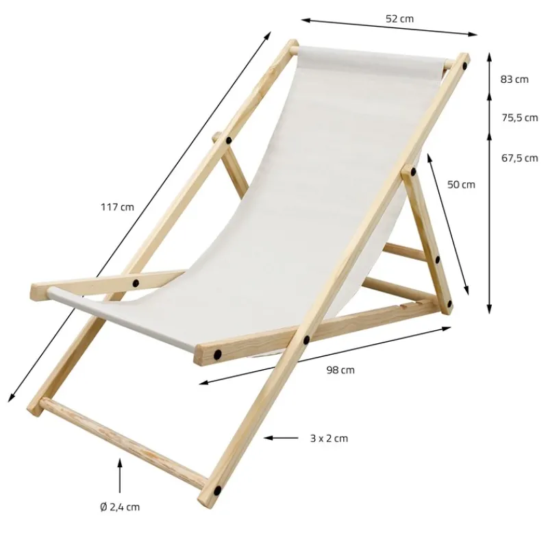 Gartenliege Holz 2er Set Beachstuhl klappbarer Strandstuhl Strandliege Campingliege Sonnenliege Beige Klappliegestuhl Relaxliege-ECD Germany Best