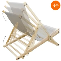 Gartenliege Holz 2er Set Beachstuhl klappbarer Strandstuhl Strandliege Campingliege Sonnenliege Hellgrau Klappliegestuhl Relaxliege-ECD Germany Sale