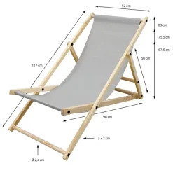 Gartenliege Holz 2er Set Beachstuhl klappbarer Strandstuhl Strandliege Campingliege Sonnenliege Hellgrau Klappliegestuhl Relaxliege-ECD Germany Sale