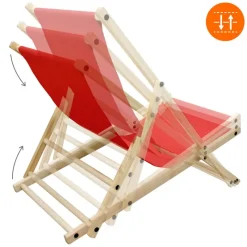 Gartenliege Holz 2er Set Beachstuhl klappbarer Strandstuhl Strandliege Campingliege Sonnenliege Rot Klappliegestuhl Relaxliege-ECD Germany Discount
