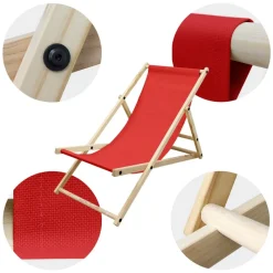 Gartenliege Holz 2er Set Beachstuhl klappbarer Strandstuhl Strandliege Campingliege Sonnenliege Rot Klappliegestuhl Relaxliege-ECD Germany Discount