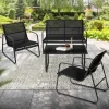 Gartenmöbel Set Loungegarnitur 4-Teilig Schwarz aus Stahl und Textil ML-Design-ECD Germany Online