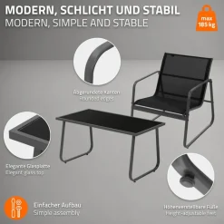 Gartenmöbel Set Loungegarnitur 4-Teilig Schwarz aus Stahl und Textil ML-Design-ECD Germany Online