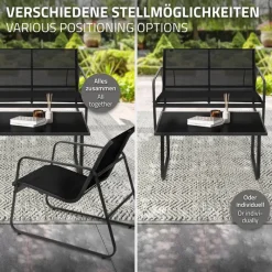 Gartenmöbel Set Loungegarnitur 4-Teilig Schwarz aus Stahl und Textil ML-Design-ECD Germany Online