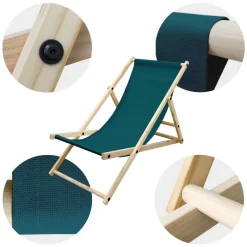 Gartenstuhl Strandliege Liegestuhl Sonnenliege Dunkelgrün aus Holz klappbar-ECD Germany