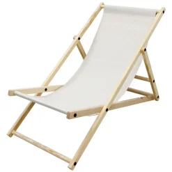 Gartenstuhl Strandliege Liegestuhl Sonnenliege Beige aus Holz klappbar-ECD Germany New