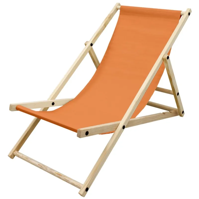 Gartenstuhl Strandliege Liegestuhl Sonnenliege Orange aus Holz klappbar-ECD Germany Discount
