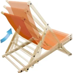Gartenstuhl Strandliege Liegestuhl Sonnenliege Orange aus Holz klappbar-ECD Germany Discount