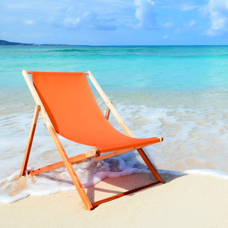 Gartenstuhl Strandliege Liegestuhl Sonnenliege Orange aus Holz klappbar-ECD Germany Discount