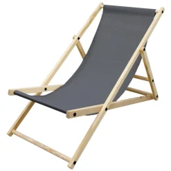 Gartenstuhl Strandliege Liegestuhl Sonnenliege Anthrazit aus Holz klappbar-ECD Germany Online