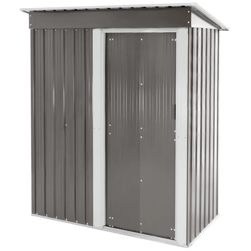 Gerätehaus 150x184x76 cm Hellgrau aus Metall ML-Design-ECD Germany Hot