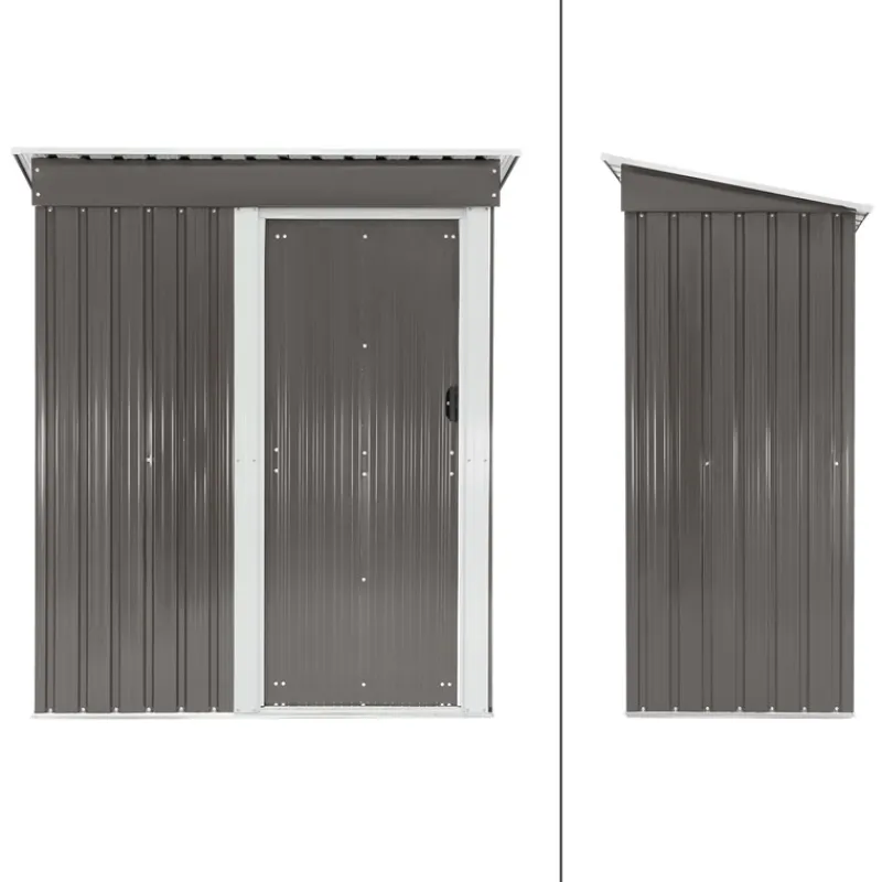 Gerätehaus 150x184x76 cm Hellgrau aus Metall ML-Design-ECD Germany Hot