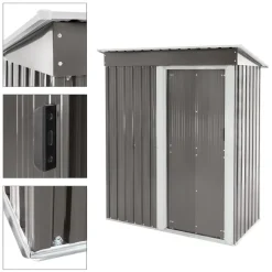 Gerätehaus 150x184x76 cm Hellgrau aus Metall ML-Design-ECD Germany Hot