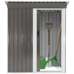 Gerätehaus 150x184x76 cm Hellgrau aus Metall ML-Design-ECD Germany Hot