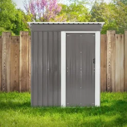 Gerätehaus 150x184x76 cm Hellgrau aus Metall ML-Design-ECD Germany Hot