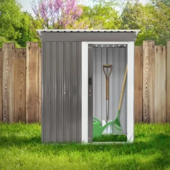 Gerätehaus 150x184x76 cm Hellgrau aus Metall ML-Design-ECD Germany Hot