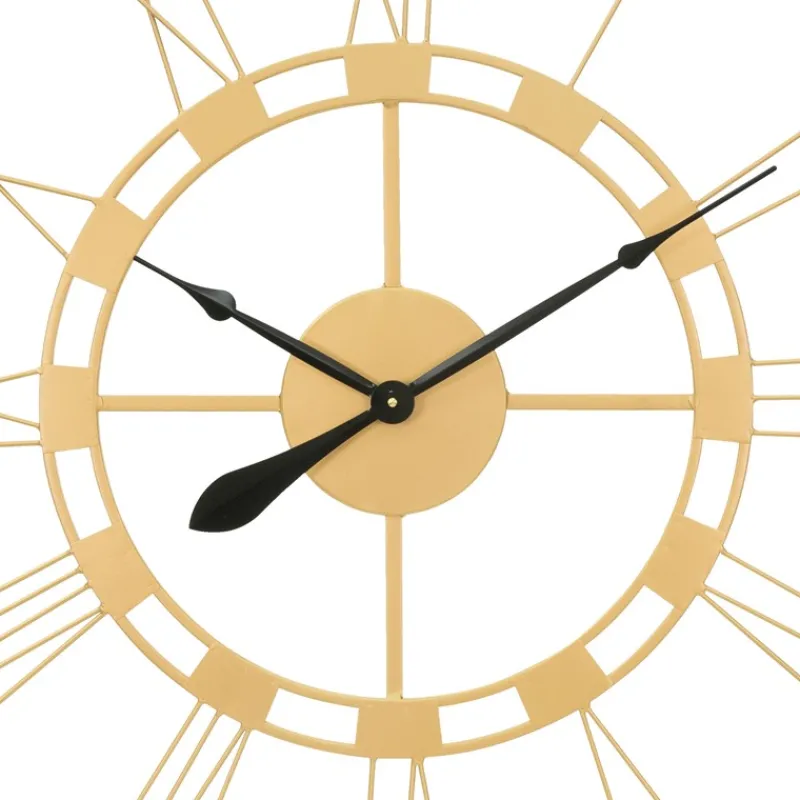 Große Wanduhr Ø 85 cm Altgold aus Eisen mit römischen Ziffern WOMO-Design-ECD Germany Sale