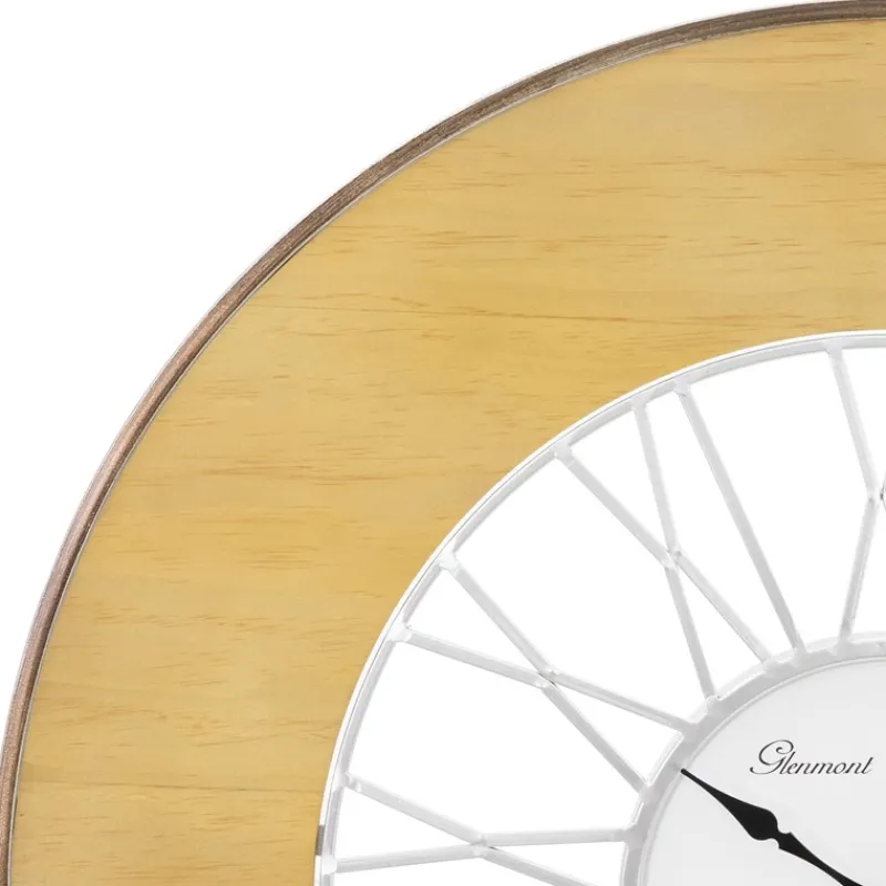 Große Wanduhr Ø 85 cm Weiß/Natur aus Holz mit römischen Ziffern WOMO-Design-ECD Germany New