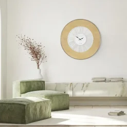 Große Wanduhr Ø 85 cm Weiß/Natur aus Holz mit römischen Ziffern WOMO-Design-ECD Germany New