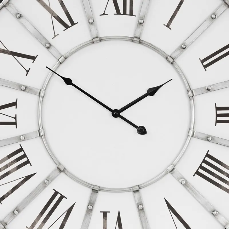 Große Wanduhr Ø 71 cm Weiß/Schwarz aus Holz mit römischen Ziffern WOMO-Design-ECD Germany Hot