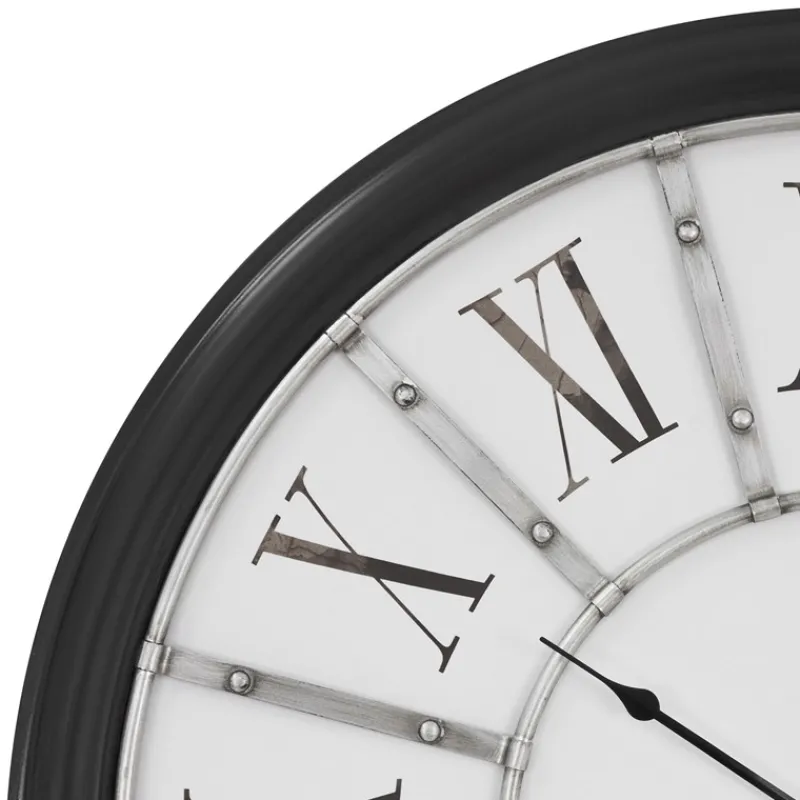 Große Wanduhr Ø 71 cm Weiß/Schwarz aus Holz mit römischen Ziffern WOMO-Design-ECD Germany Hot