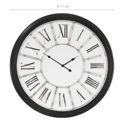 Große Wanduhr Ø 71 cm Weiß/Schwarz aus Holz mit römischen Ziffern WOMO-Design-ECD Germany Hot