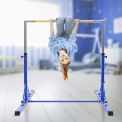 Gymnastik Turnreck faltbar, Blau, Gymnastikstange für Kinder, Reckstange höhenverstellbar 95,5-150 cm Hauki-ECD Germany Clearance