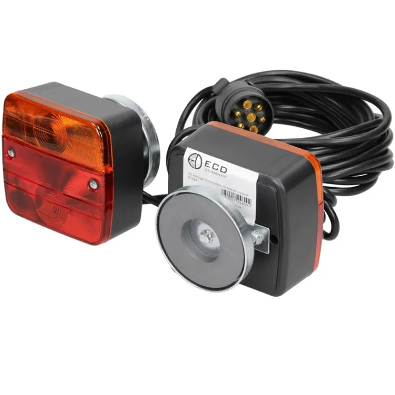 Halogen Anhänger Rückleuchten mit Magneten 12V verkabelt mit 7-poligem Stecker-ECD Germany Discount