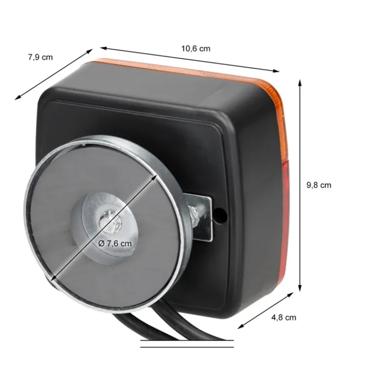 Halogen Anhänger Rückleuchten mit Magneten 12V verkabelt mit 7-poligem Stecker-ECD Germany Discount