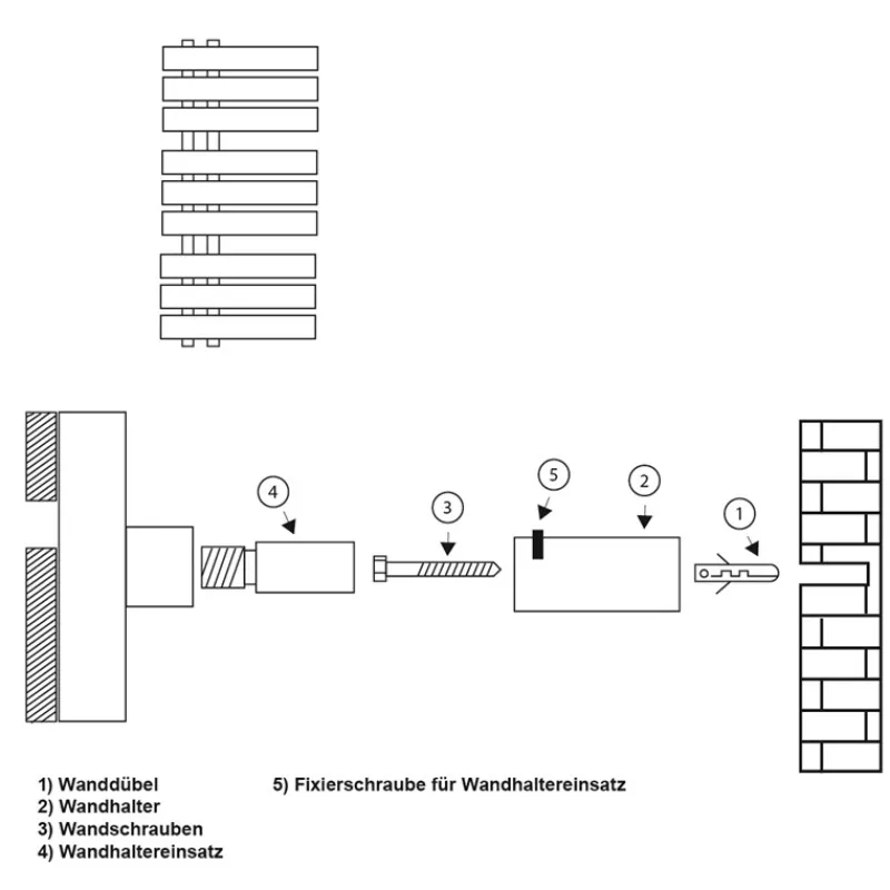 Halterung für Designheizkörper Weiß für gerade Modelle LuxeBath-ECD Germany New
