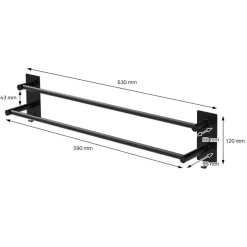 Handtuchhalter ohne Bohren 60 cm Schwarz aus Stahl mit 2 Klebepads ML-Design-ECD Germany Online