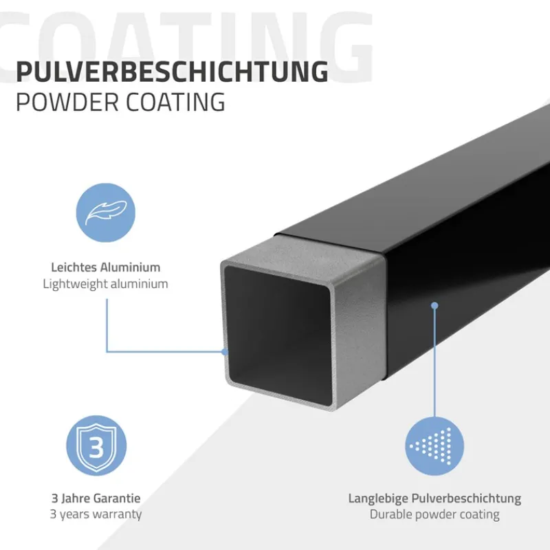 Handtuchhalter ohne Bohren klappbar mit Klebepads 58 cm Schwarz aus Aluminium ML-Design-ECD Germany New