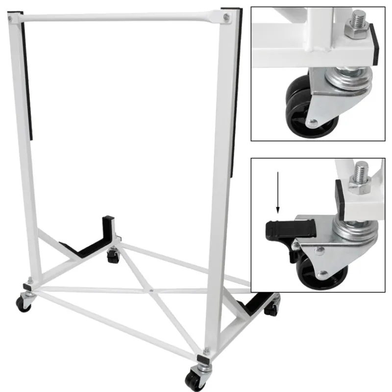 Hardtopständer mit 4 feststellbaren Rollen Weiß aus Stahl und Hardtop Cover-ECD Germany Discount