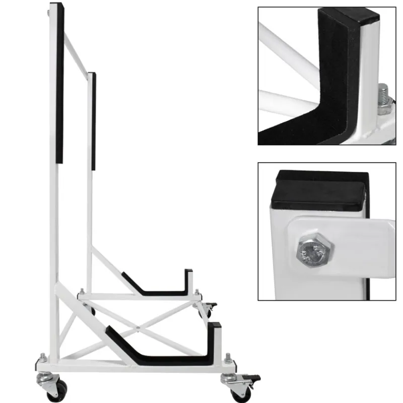 Hardtopständer mit 4 feststellbaren Rollen Weiß aus Stahl und Hardtop Cover-ECD Germany Discount