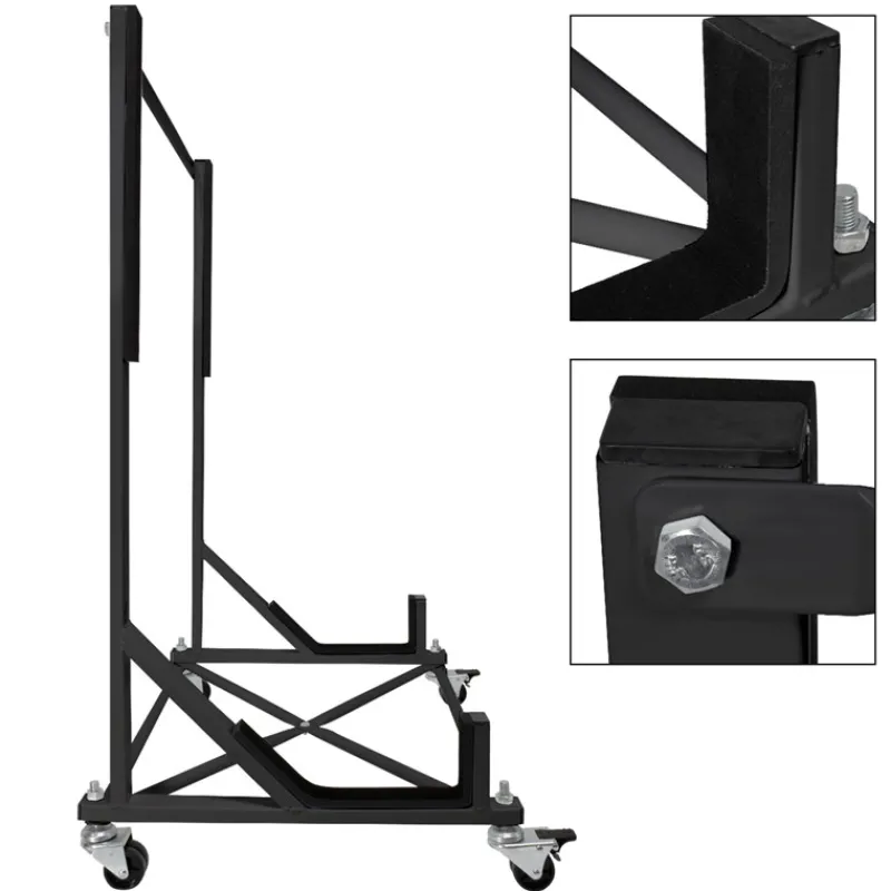 Hardtopständer mit 4 feststellbaren Rollen Schwarz aus Stahl und Hardtop Cover-ECD Germany Best