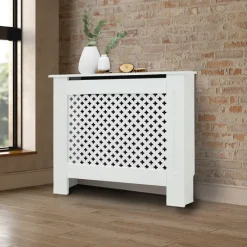 Heizkörperverkleidung mit Raute 78x19x82 cm Weiß aus MDF-ECD Germany Best