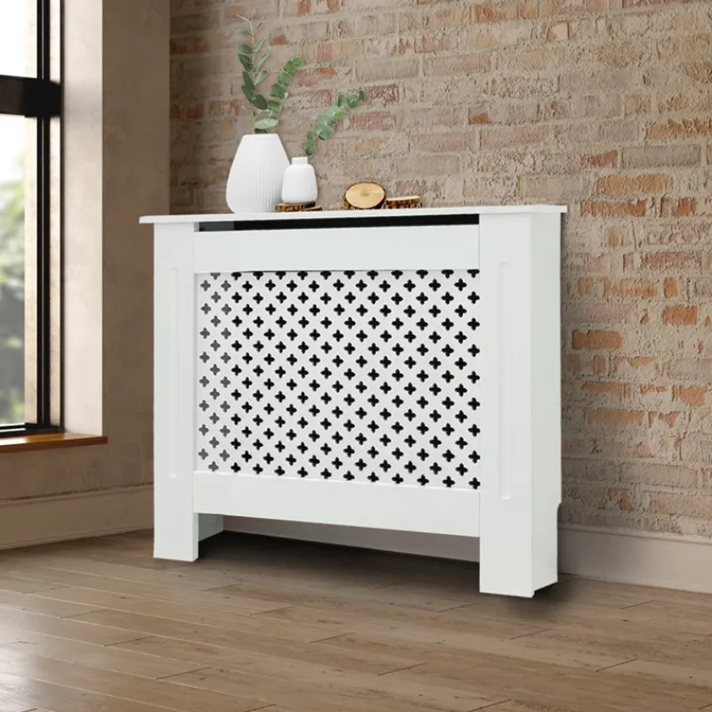 Heizkörperverkleidung mit Raute 78x19x82 cm Weiß aus MDF-ECD Germany Best