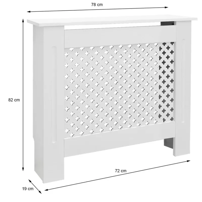 Heizkörperverkleidung mit Raute 78x19x82 cm Weiß aus MDF-ECD Germany Best