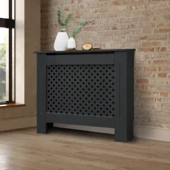 Heizkörperverkleidung 78x19x82 cm Raute Anthrazit aus MDF ML-Design-ECD Germany Discount