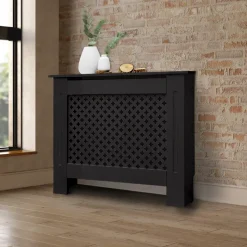 Heizkörperverkleidung 78x19x82 cm Raute Schwarz aus MDF-ECD Germany Outlet