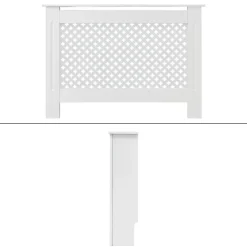 Heizkörperverkleidung 112x19x82 cm Raute Weiß aus MDF-ECD Germany Hot