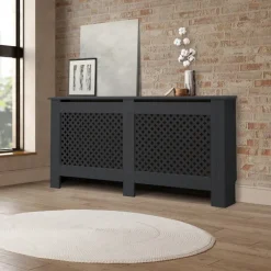 Heizkörperverkleidung 152x19x82 cm Raute Anthrazit aus MDF ML-Design-ECD Germany Discount