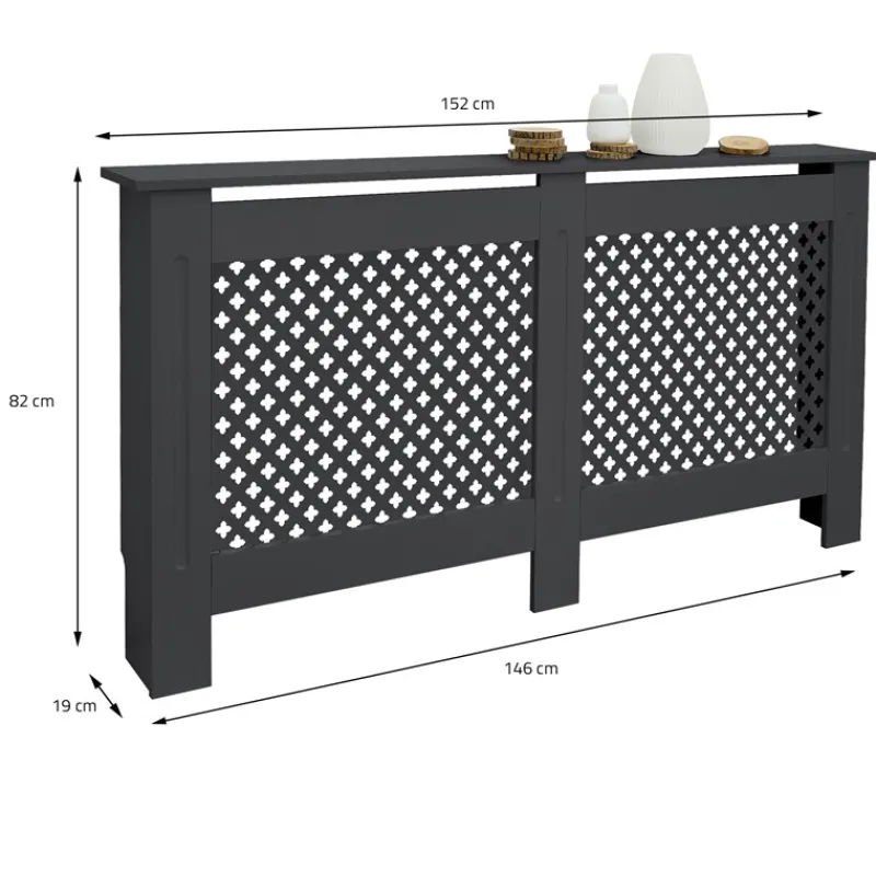 Heizkörperverkleidung 152x19x82 cm Raute Anthrazit aus MDF ML-Design-ECD Germany Discount