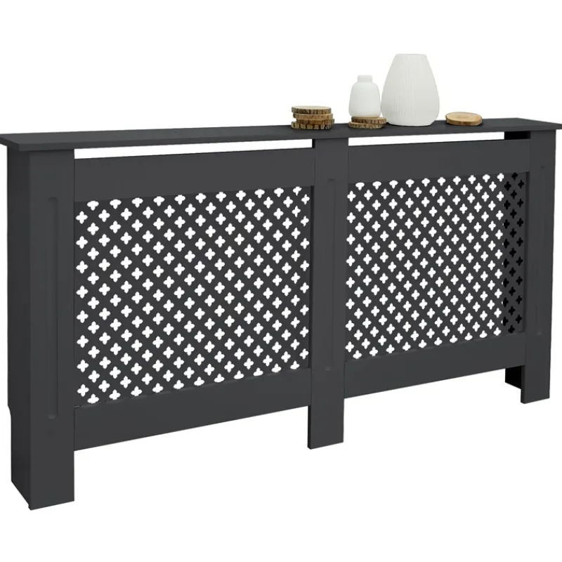 Heizkörperverkleidung 152x19x82 cm Raute Anthrazit aus MDF ML-Design-ECD Germany Discount