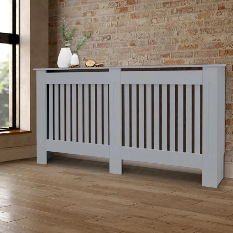 Heizkörperverkleidung 152x19x82 cm Landhaus Grau aus MDF ML-Design-ECD Germany Hot